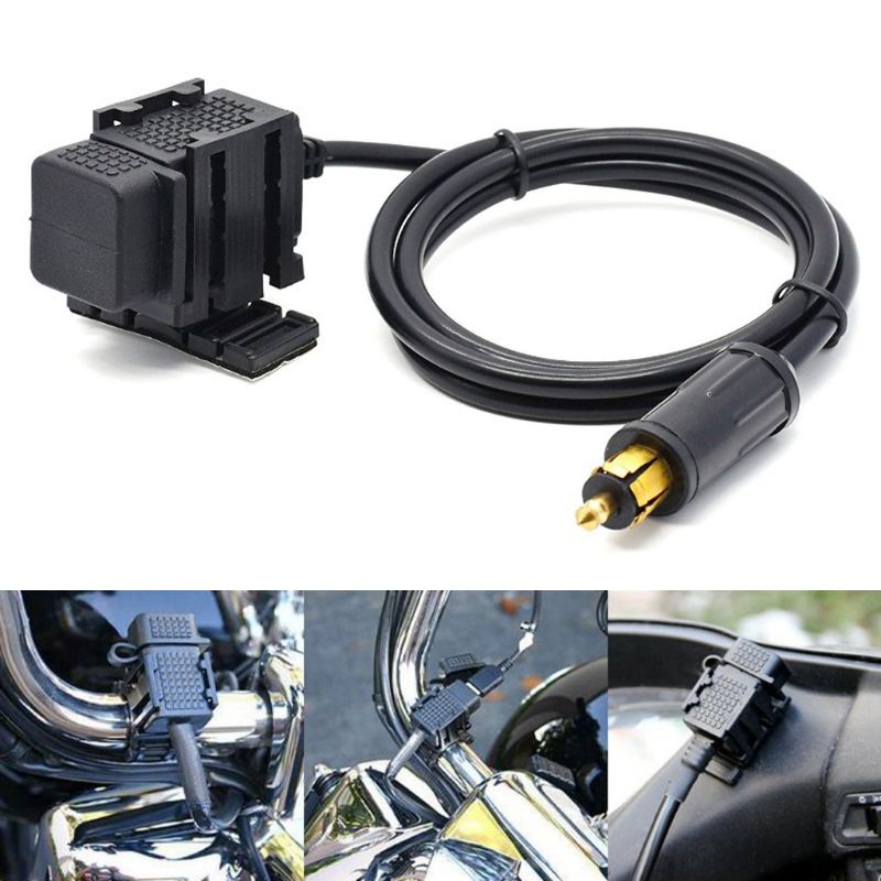 Nuovo 12V-24V impermeabile moto DIN Hella Powerlet Plug a 2.1A Dual USB caricabatterie presa adattatore di alimentazione con cavo 1.8m per BMW