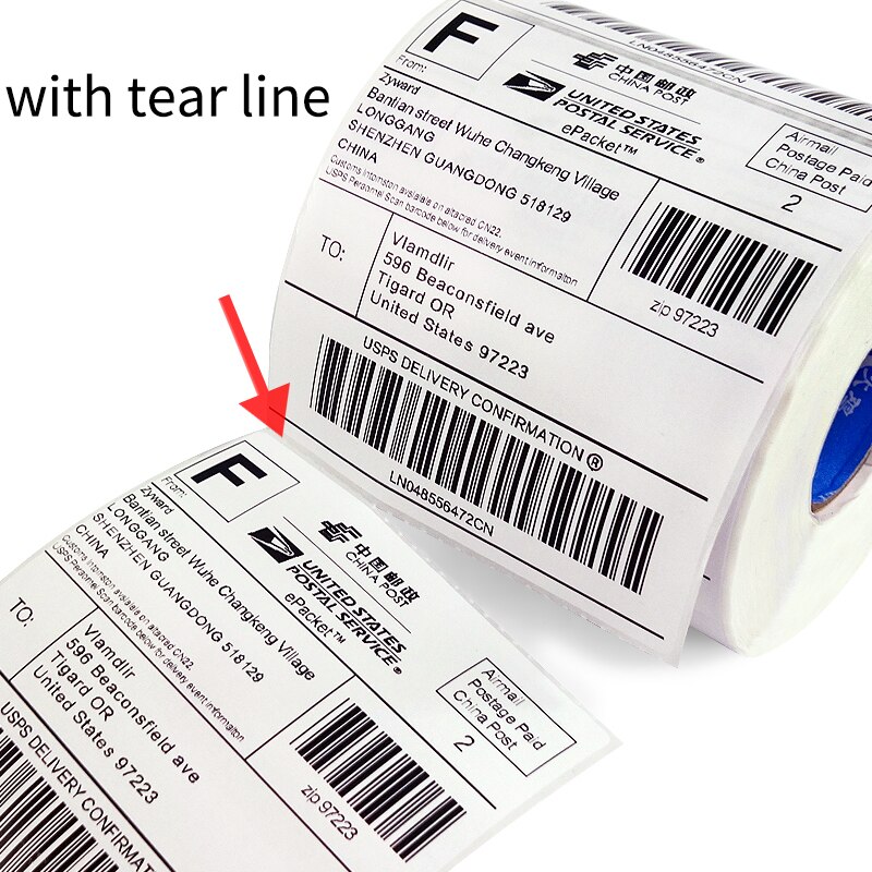 Thermal Label 4x6" ( 100 x 150 mm), roll of 500pcs, core 1"(25mm), 1 Roll for Zebra 2844 Zp-450 Zp-500 Zp-505