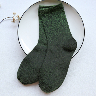 Chic frauen Neuheit Glitter Socken Gold Splitter Glänzenden Ankle Socken Casual Damen Helle Retro Sox Haufen Socke Weibliche Meias sokken: Grün