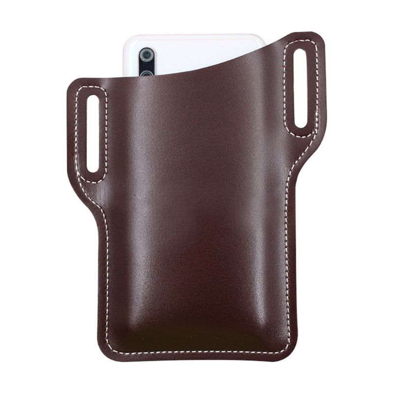 bolso de cintura de breve Casual para hombres bolso de cuero Retro riñonera cinturón riñonera para mujeres bolso de móvil de viaje: Red Brown