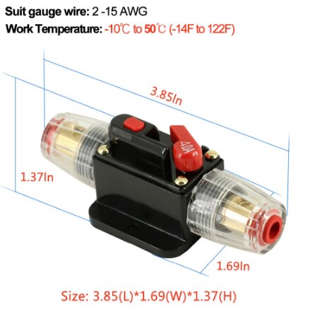 20a 30a 40a 50a 60a 80a 100a 150a strømbryter 12v 24v likestrøm bil lastebil lyd tilbakestillbar sikring strømbryter