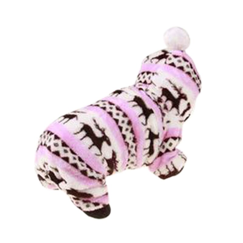 S/M/L/XL/XXL Coral Velvet Cold-proof Pets Dog Winter Cotton Coat Warm Small Deer Patterns Pet Dog Puppy Clothes: pink / M