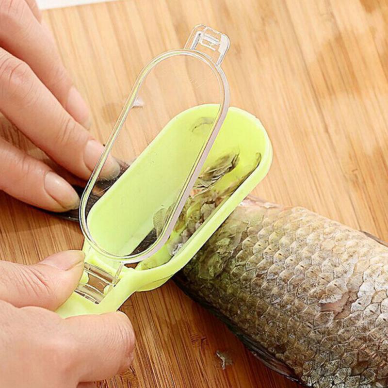 Plastic Fish Skin Brush Fishe Scale Brush Graters with Cover Fast Remove Fish knife Cleaning Peeler Scaler Seafood Tools