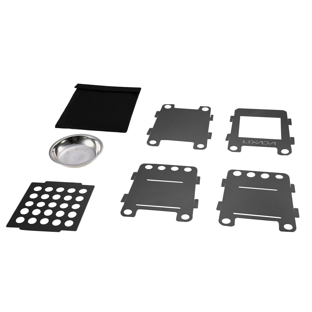 Lixada poêle à bois pliant poêle à alcool Portable pique-nique en plein air cuisinière barbecue brûleurs titane Camping poêle en acier inoxydable avec sac