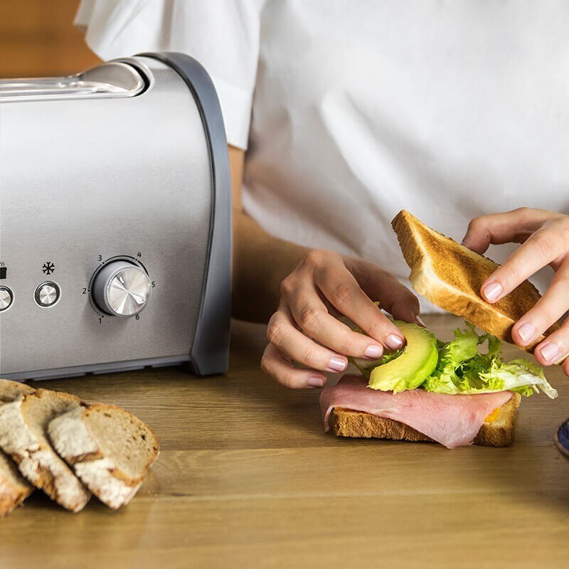 Cecotec in Acciaio e Brindisi 2S 800W Capacità per 2 Brindisi Pannello Tostapane Sbrinamento e Riscaldare Funzione di Spegnimento Automatico E pop-su