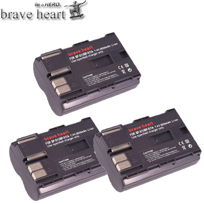 3x 7.4v 2650mah BP-511A BP-511 BP 511 511A BP511 BP511A Battery + LCD USB Charger for Canon EOS 40D 300D 5D 20D 30D 50D camera: 3battery
