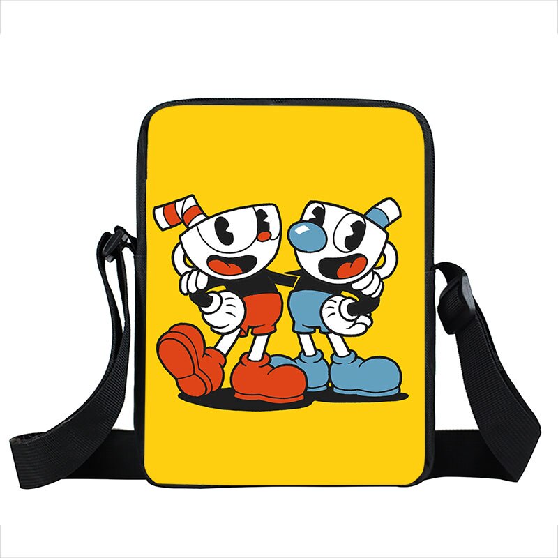 funny cuphead / mughead print small shoulder bag women handbag mens crossbody bags Adult book bag student messenger bags: xkbcuphead06