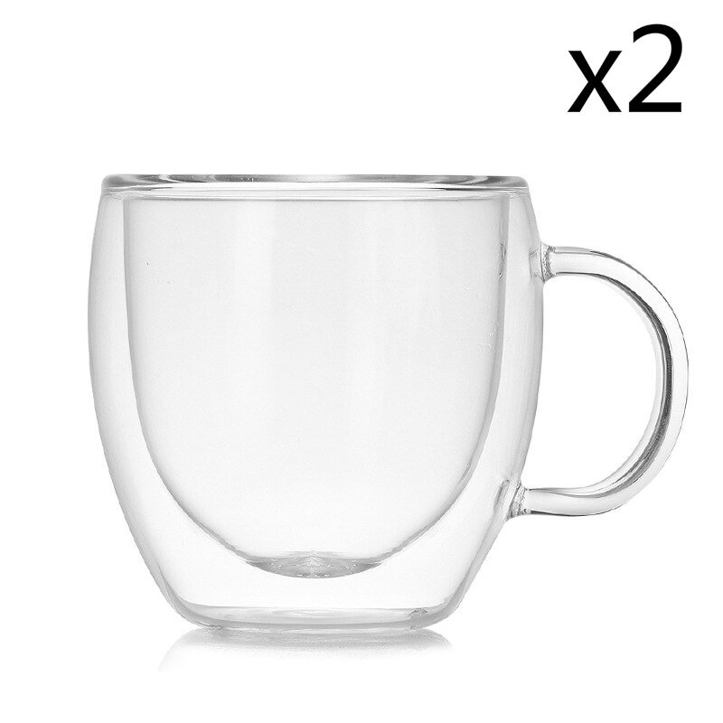 Bodum Superior Double Wall Glass Cafe Espresso Cups Mini 150ml Handle Heatproof Coffee Mug Black Tea Tumbler Teacup Tasse Tazas: 2 Pcs