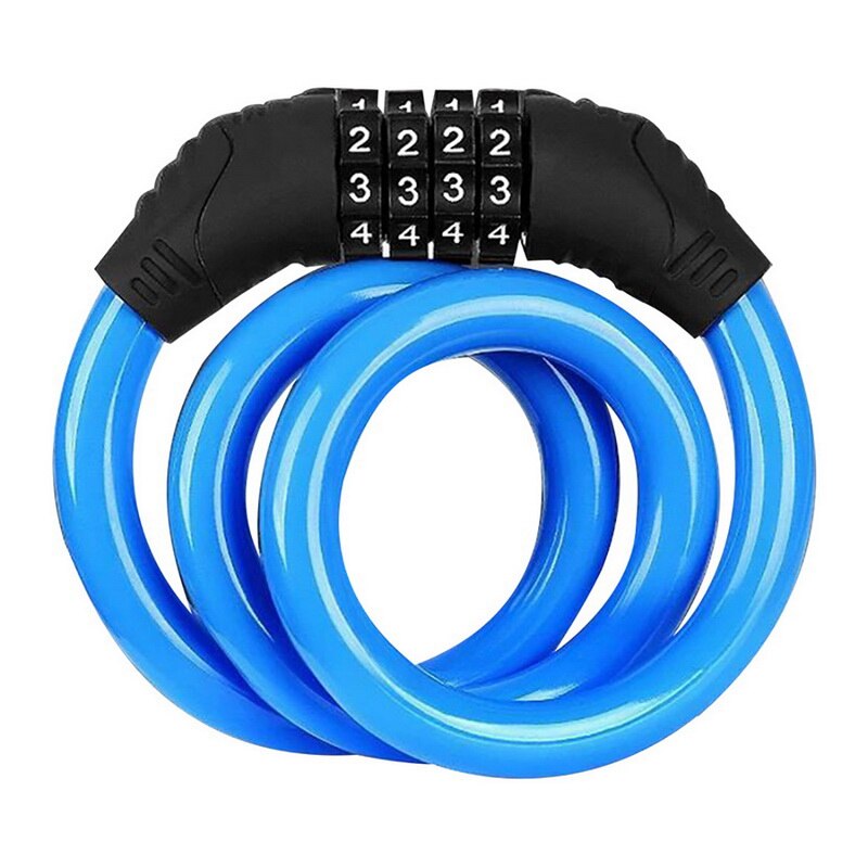 Bicycle Four-digit Password Lock Anti-theft Lock Mountain Bike Lock Dead Fly Bicycle Equipment Electric Motorcycle: A-Blue