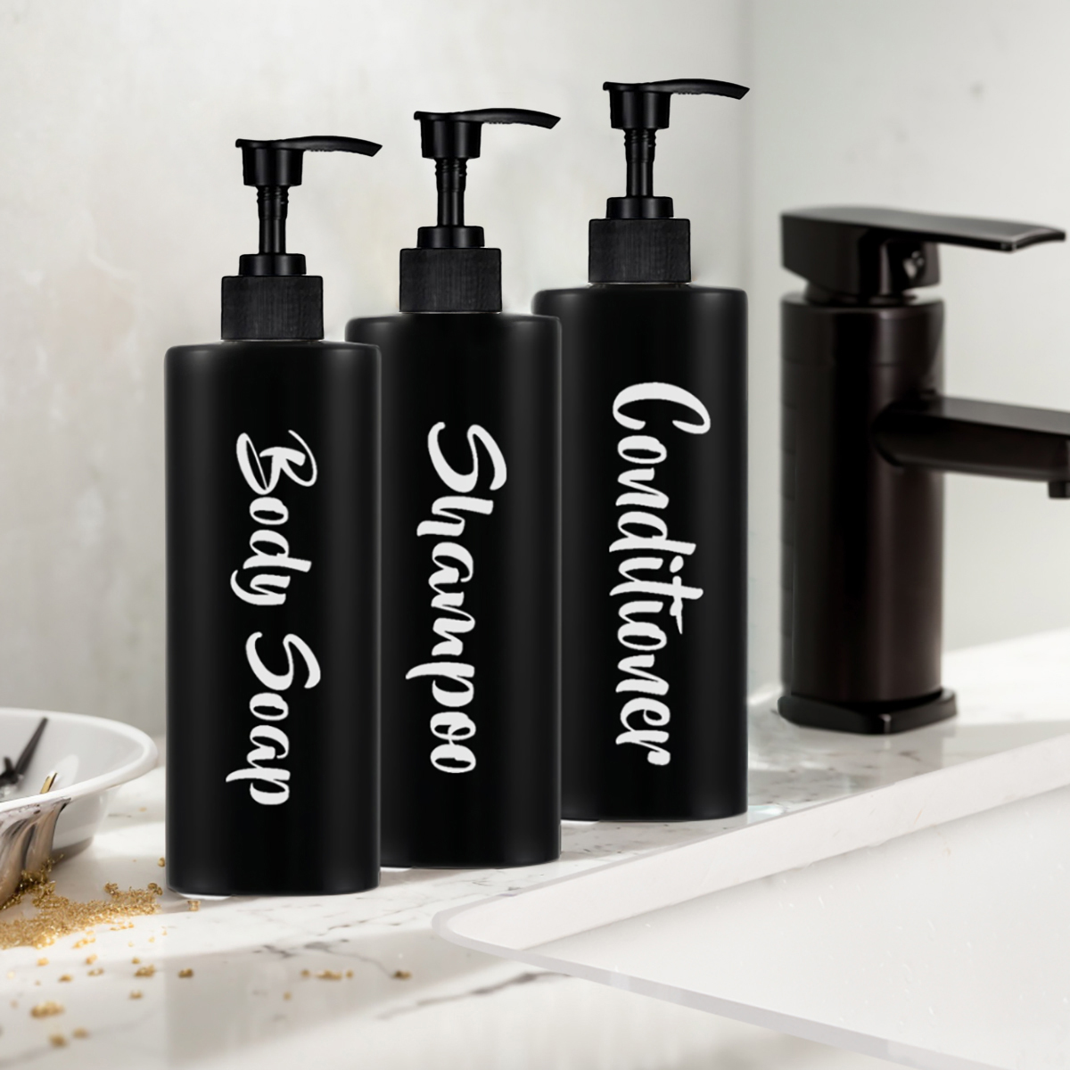 Shampoo Conditioner Bodywash Soap Dispenser Bathroom Shower Soap Dispenser Empty Shampoo Bottle Bathroom Essential