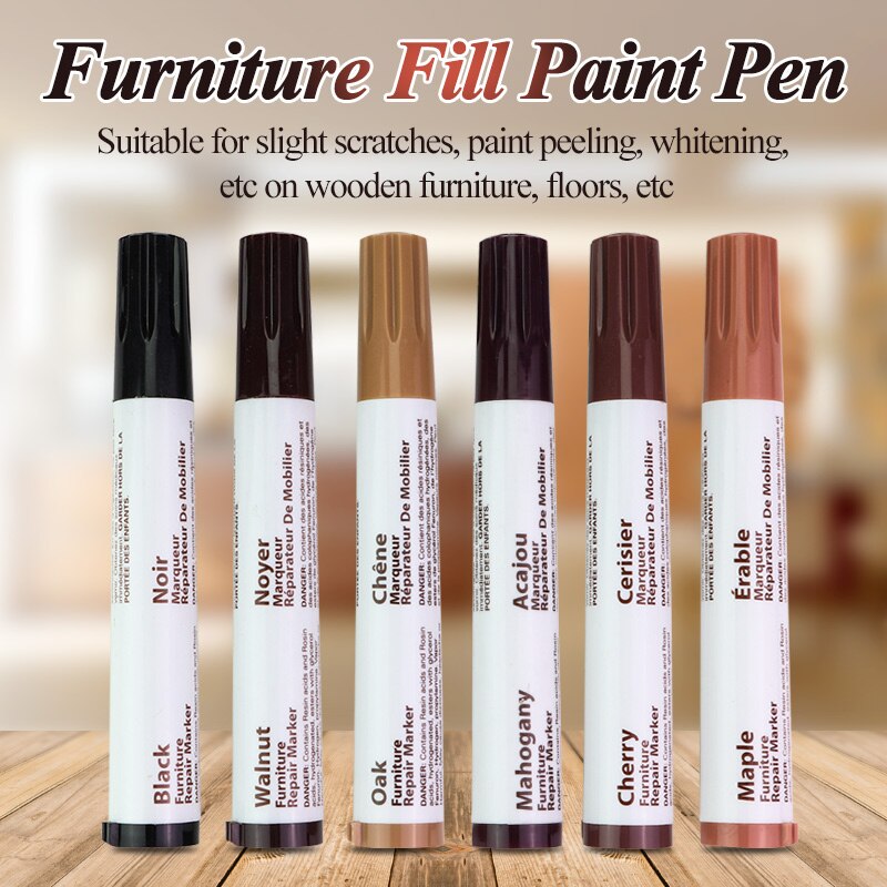 Möbler 6/8 färger touch-up / fylla färg penna golv / trappor / trävaror repa / patch återställa komposit reparation penna markör & fyllmedel