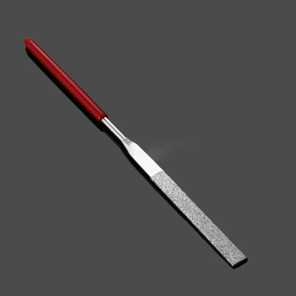 2pcs 140mm Red Plastic Handle Metal Stone Grinding Flat Diamond Needle File For Polishing Metal Glass Hand Tools