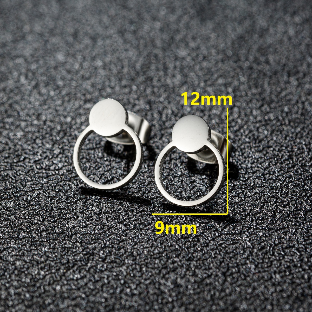 Simple Round Sea Wave Women'S Cartilage Earings Geometric Ocean Surf Stainless Steel Ear Piercing Stud Earrings Jewelry: black / ROSE GOLD COLOR