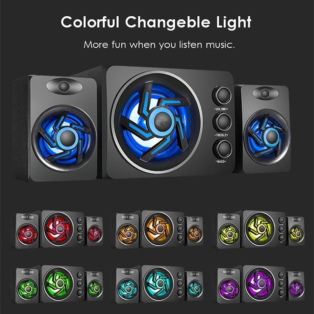 LED Audio Player Computer Speaker Universal Wooden Bass Subwoofer Sound Wireless Bluetooth-compatible Mini Speaker Music Boombox