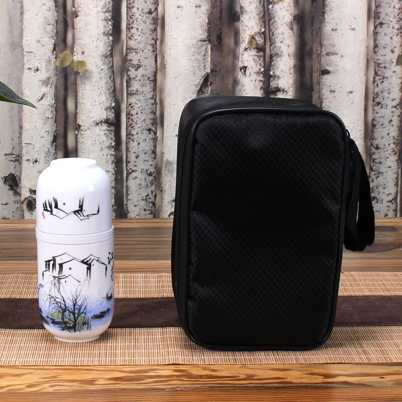 Portable Travel Tea Set Ceramic cup Porcelain inclue 1pot 2cups, gaiwan Concentric Cup Office Home Quick Cup easy teapot kettle