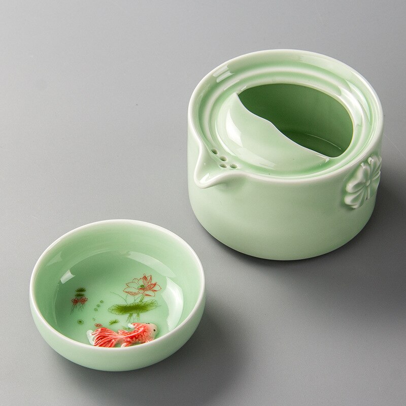 Teservis kung fu inkluderar 1 kanna 1 kopp, gaiwan, vacker och enkel tekanna vattenkokare. kaffekopp.: A