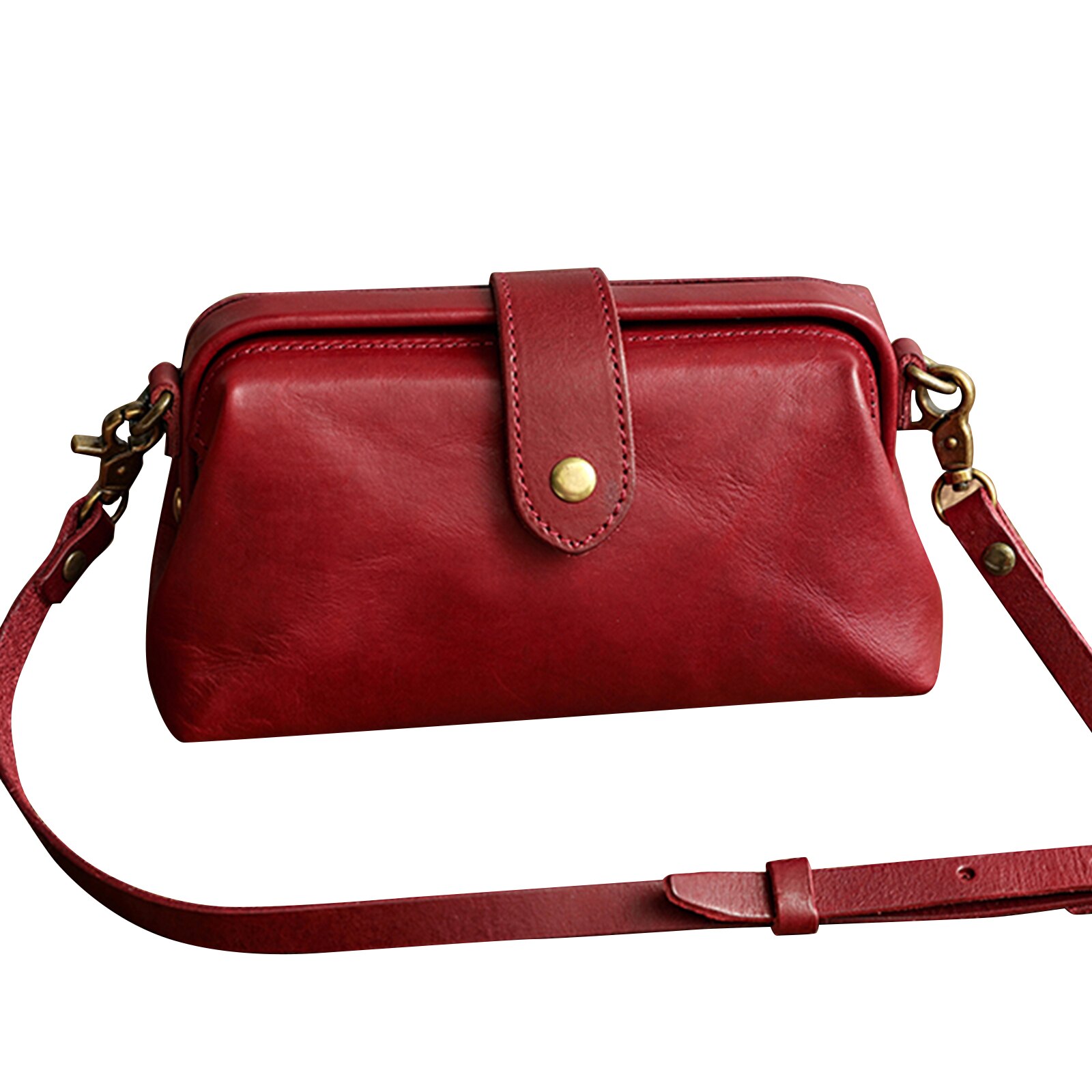 Borsa a tracolla retrò in pelle Premium con apertura unica borsa a tracolla piccola da donna FS99: wine red