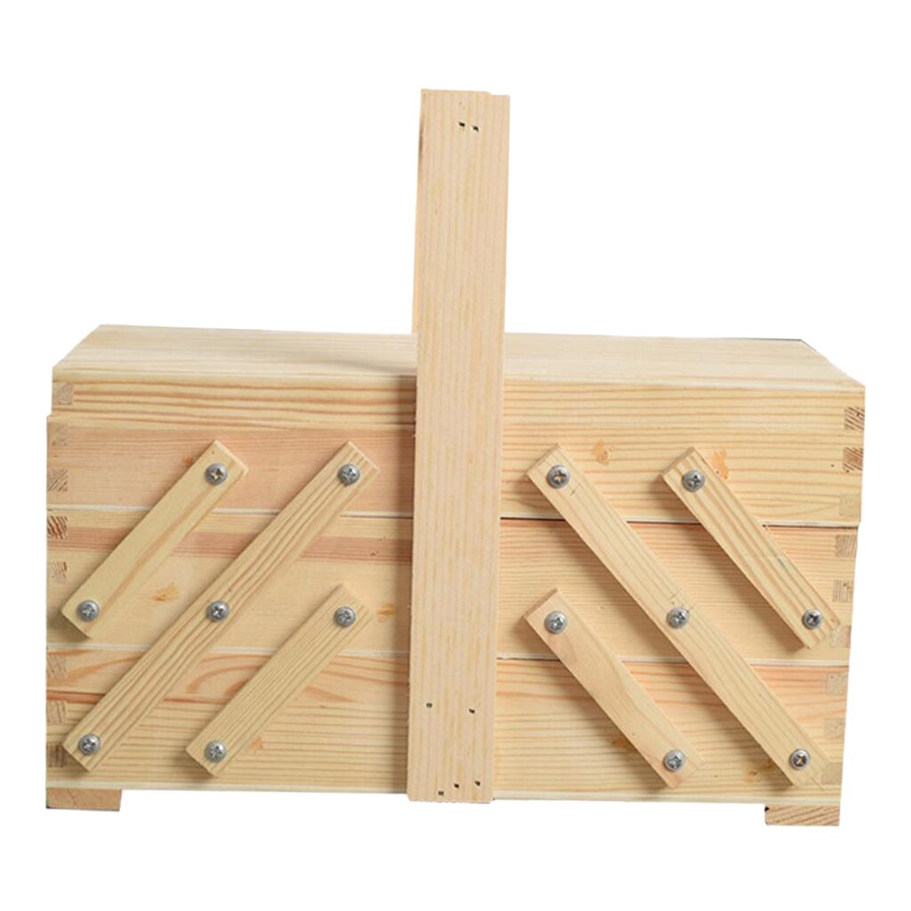 Scatola da cucito a 3 livelli a sbalzo kit da cucire in legno forniture contenitore per custodia