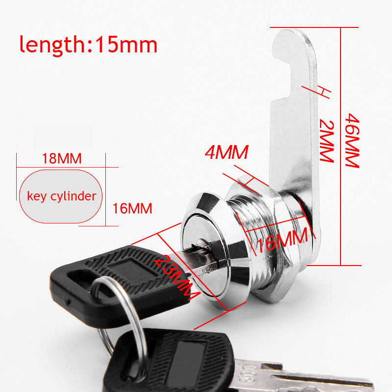 Klassisk sikkerhetslås metall sylinder skap skap kamlås med nøkler sikkerhetspostkasselås skuff 16mm/20mm/25mm/30mm: Gull