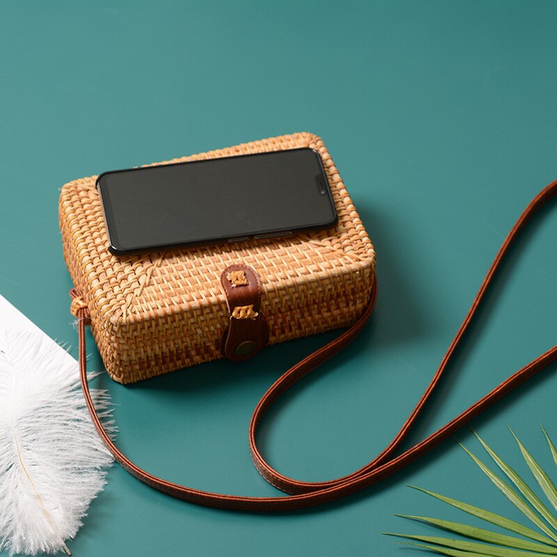 Zwart Wit Ronde Stro Tassen Vrouwen Zomer Rotan Tas Handgemaakte Geweven Strand Cross Body Bag Cirkel Bohemen Handtas Bali doos