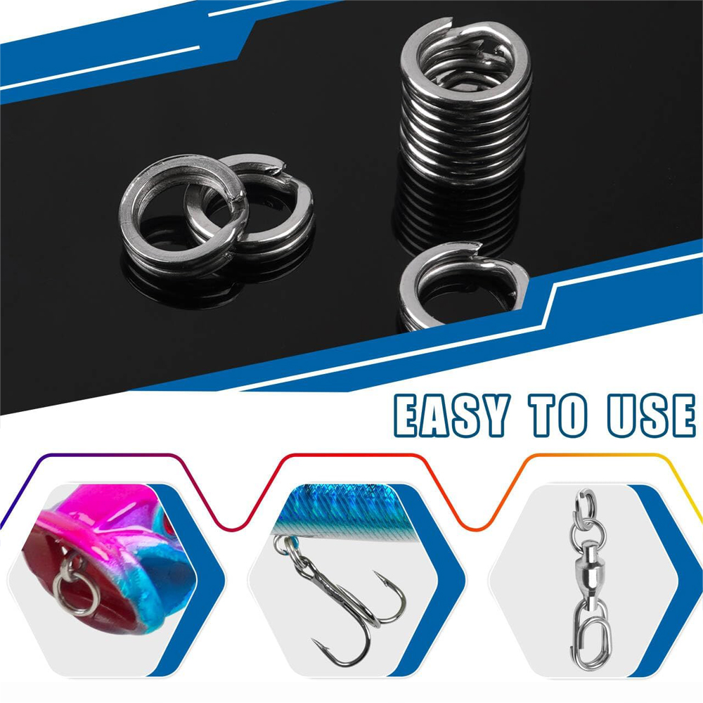 100 stks Vissen Split Ringen Rvs Afgeplatte Split Ringen voor Vissen Zoutwater Lokken Terminal Vissen Connector Visgerei