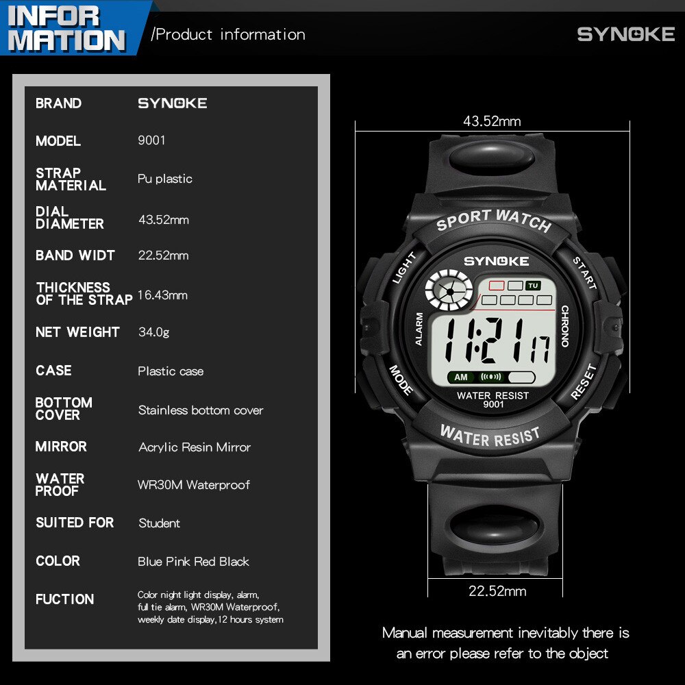 Waterdichte Kinderen Jongens Multifunctionele 30M Waterdicht Horloge Led Digitale Dubbele Actie Horloge Kids Alarm Datum Elektronische Horloge Q