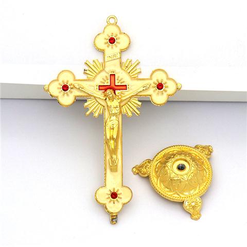 Jesus Kreuz Katholischen Religion Christus Orthodoxe Kirche Utensilien Hause Dekoration Christentum Heilige Licht Sonne Blume Büro Schmuck: Gold