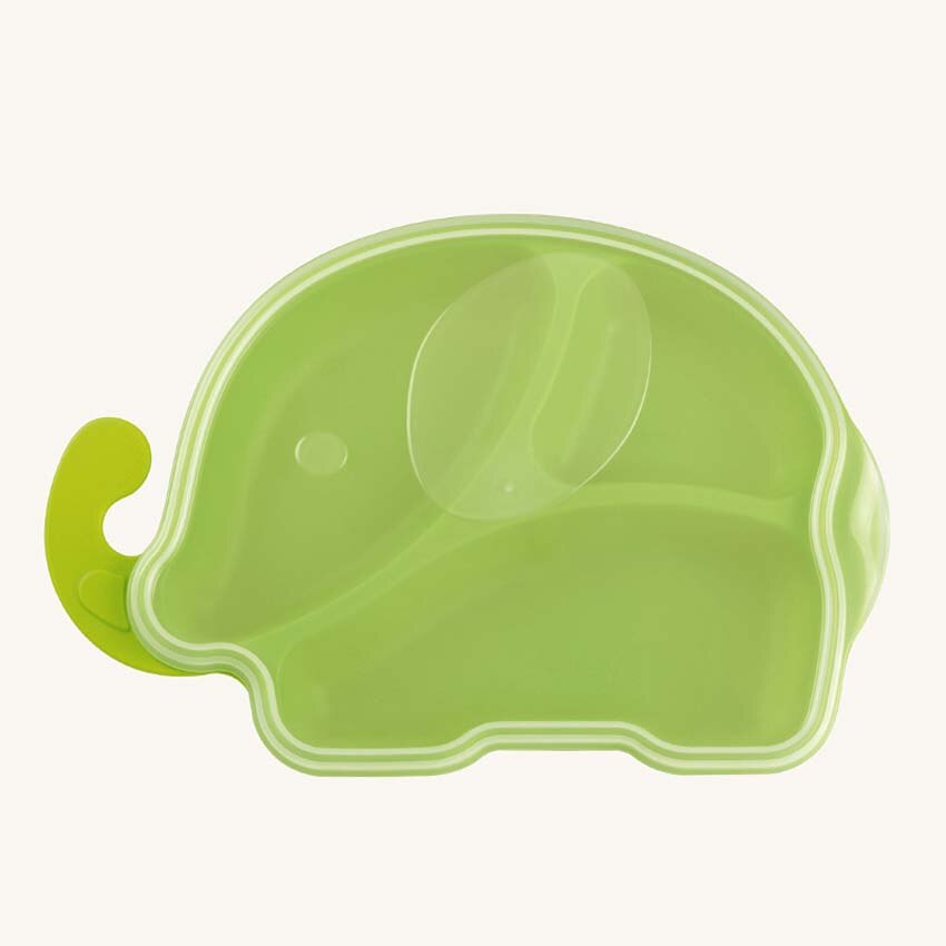 PP Baby Infant Cute Mouse Shape Feeding Plate Fruit Snack Dishes Kids White Black Red Color Child Kids Tableware Set: Green Elephant Dish