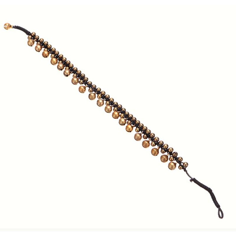 Vintage latón tobillera pulsera encantos Jingle Bell borla Barefoots joyería para pie de playa pulsera Bohemia en la pierna Pulseira Masculina