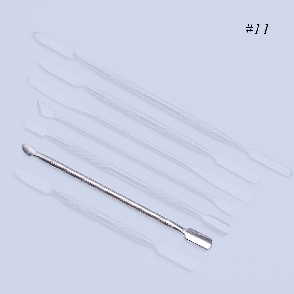 1pc 2 ways Stainless Steel Cuticle Cutter Nail Art Polish Tool Double Sided Pusher Remover Stirring Rod Manicure Cleaner SA809: 11