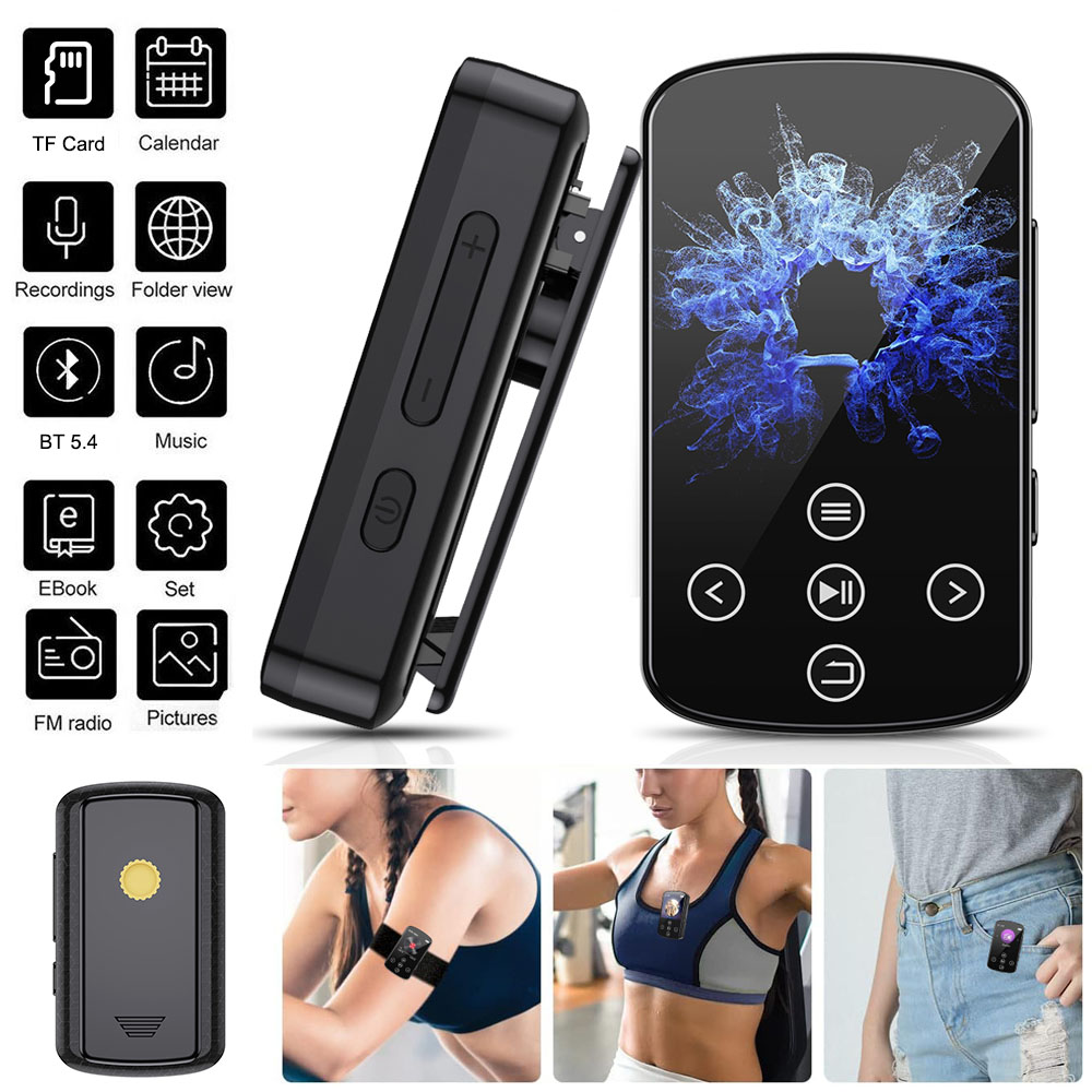 Sports Bluetooth MP3 Player With Clip 8GB 16GB Mini Music Video Player Support FM Recorder Pedometer E-book TF SD Card