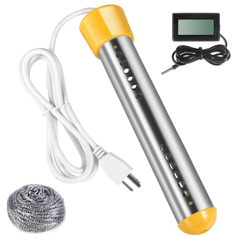 Immersion Water Heater, Stainless Steel Shield and Thermostat Heater, Thermostat 1500W with Digital Thermometer US Plug: Default Title
