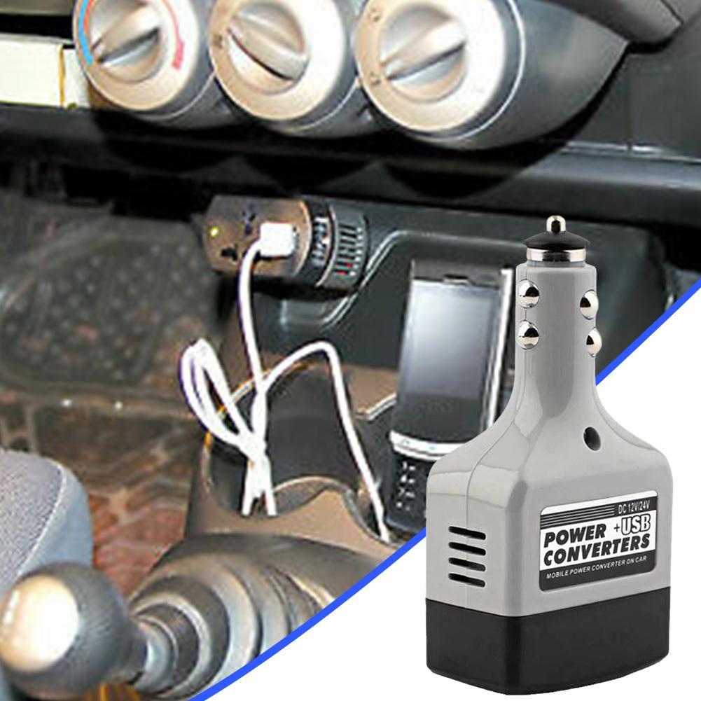 Convertidor de energía para coche, transformador, cargador de teléfono móvil, interfaz USB, Adaptador convertidor de 12V/24V a 220V