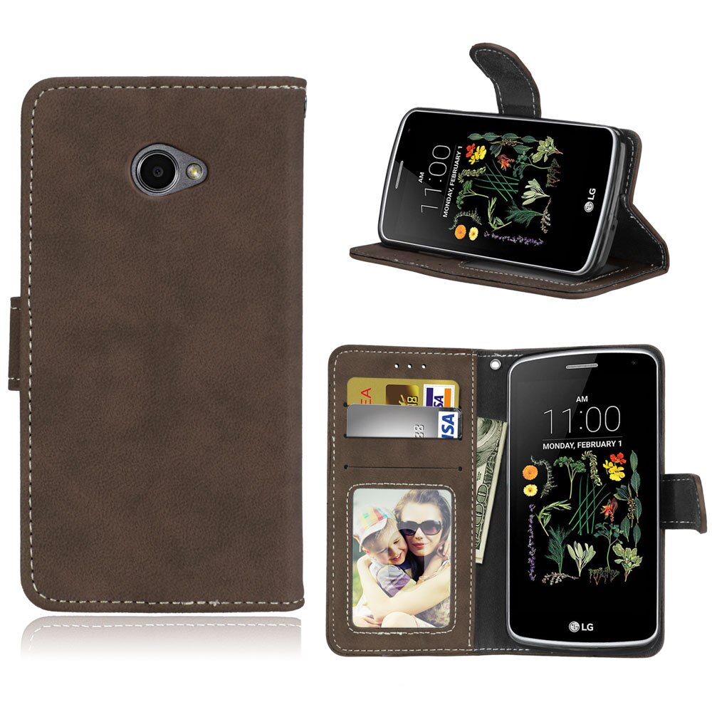 Luxe Lederen Portemonnee Telefoon Geval Voor LG K5 Case Flip Stand Book Cover Voor LG K5 X220 X220DS 5.0" K 5 Telefoon Tassen Voor LG K5 Fundas: Brown