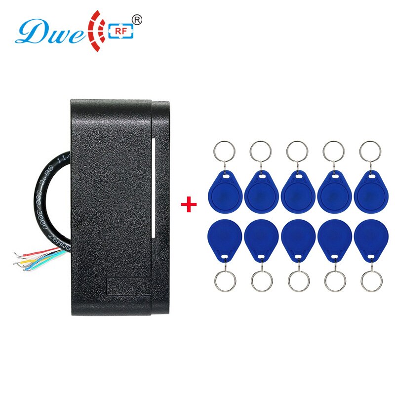 Access control rf id card 12v rfid reader 125khz antenna wiegand 26 gate card reader with 10 pieces keyfob
