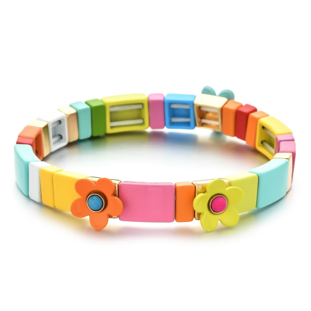 Bloem Stretch Brede Armband Vrouwen Lente Leuke Manchet Mode Bruiloft Bruids Sieraden Kleur Huis Tuin Femme Kersenbloesem: SL068-3