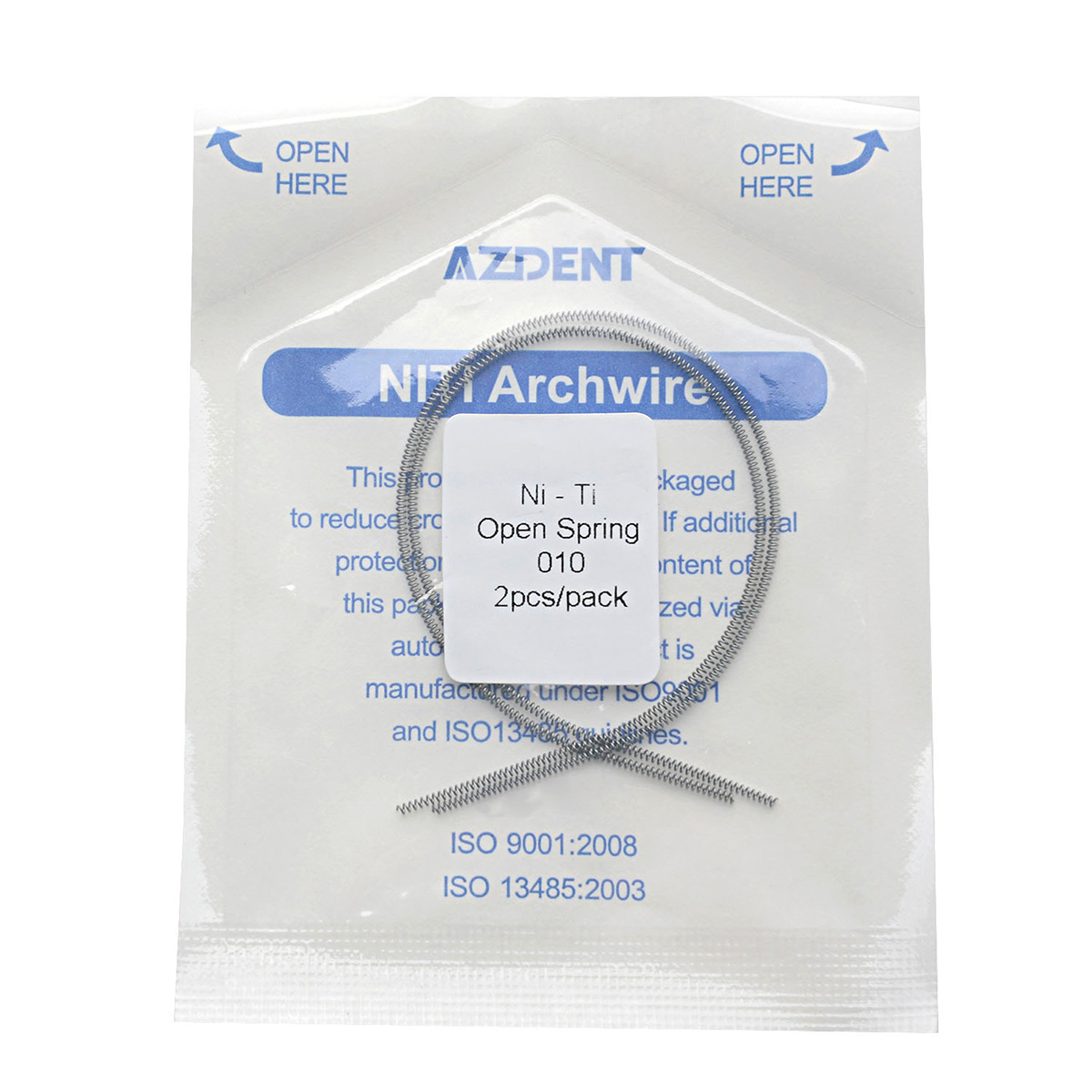 2 stks/pak AZDENT Tandheelkundige Orthodontische Open Lente Niti Elastische Veer 0.010/0.012*180mm