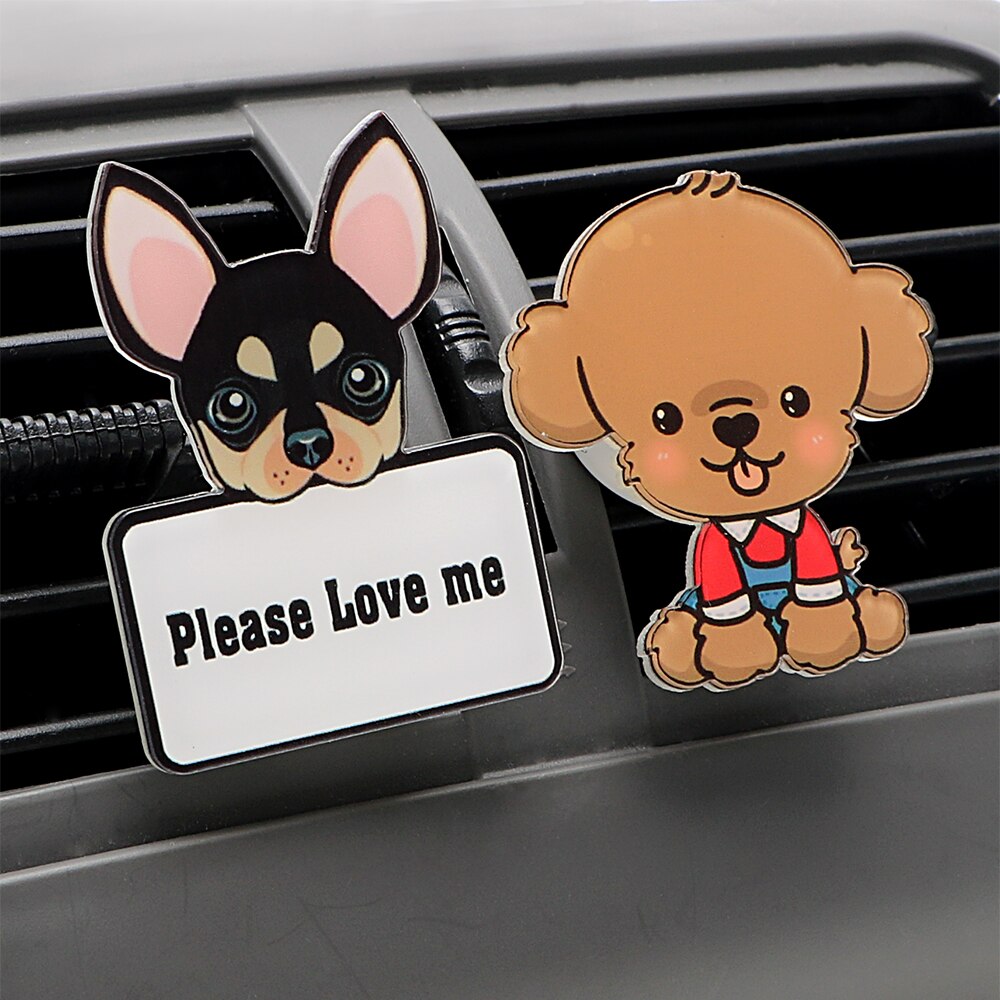 FORAUTO Lufterfrischer Klimaanlage Steckdose Clip Auto Steckdose Parfüm Auto-Styling Auto Ornament Solide Duft Niedlichen Welpen Hund