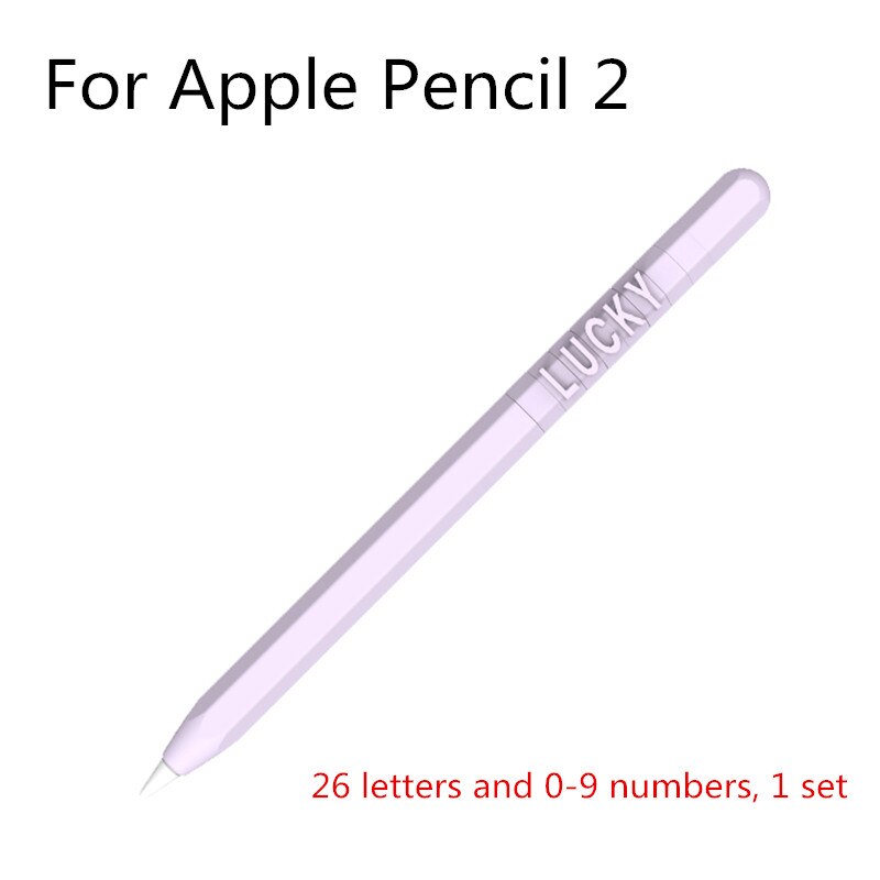 Cute Candy Color Silicone Case For Apple Pencil 2/1 For iPad Tablet Touch Pen Funny DIY Letter Number Protective Cover: purple For pencil 2