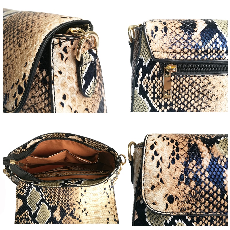 FUNMARDI Snake mujer bolsa correa de cadena bolsos de hombro pequeños bandolera para mujeres PU bolso de cuero mujer WLHB1790