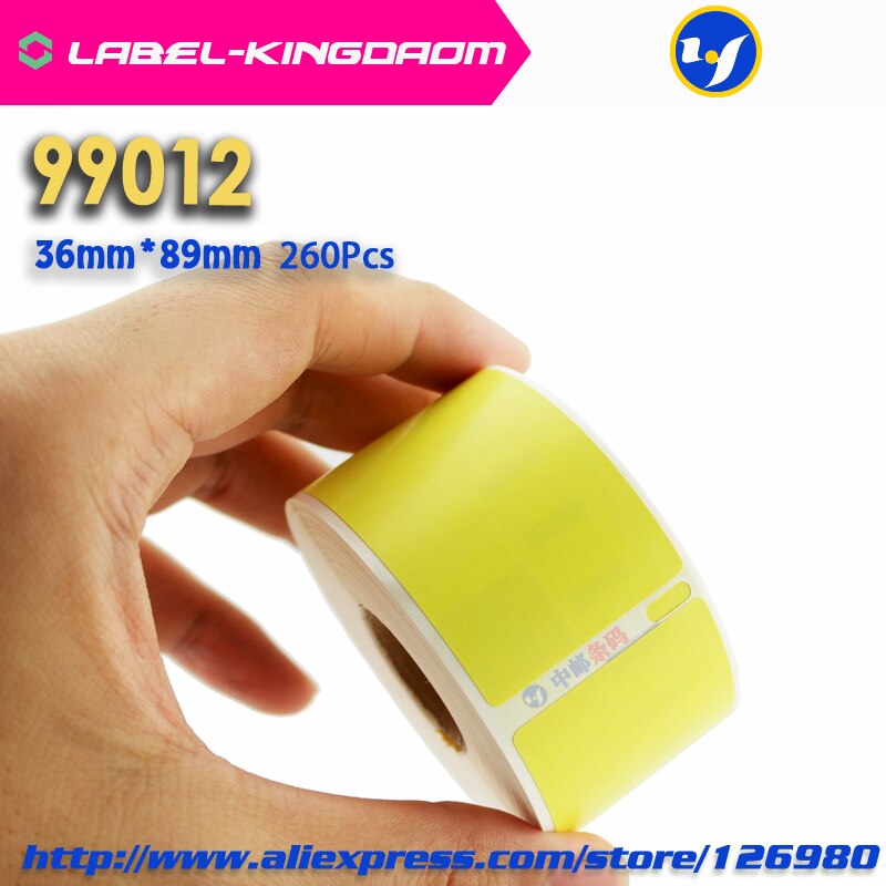 9 Rolls Yellow Color Generic Dymo 99012 Label 36mm*89mm 260Pcs Compatible for LabelWriter400 450 450Turbo Printer