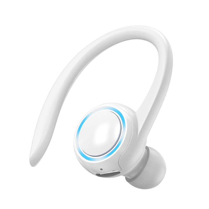 Draadloze oorhaak Bluetooth-oortelefoon Mini handsfree hoofdtelefoon HIFI Bass Noise Cancelling Sportheadset voor iPhone Xiaomi Huawei: WIT