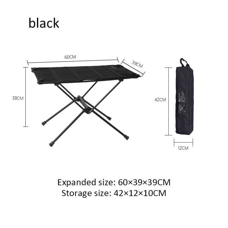 Outdoor folding table camping portable picnic table ultra light aluminum alloy self-driving barbecue table: black