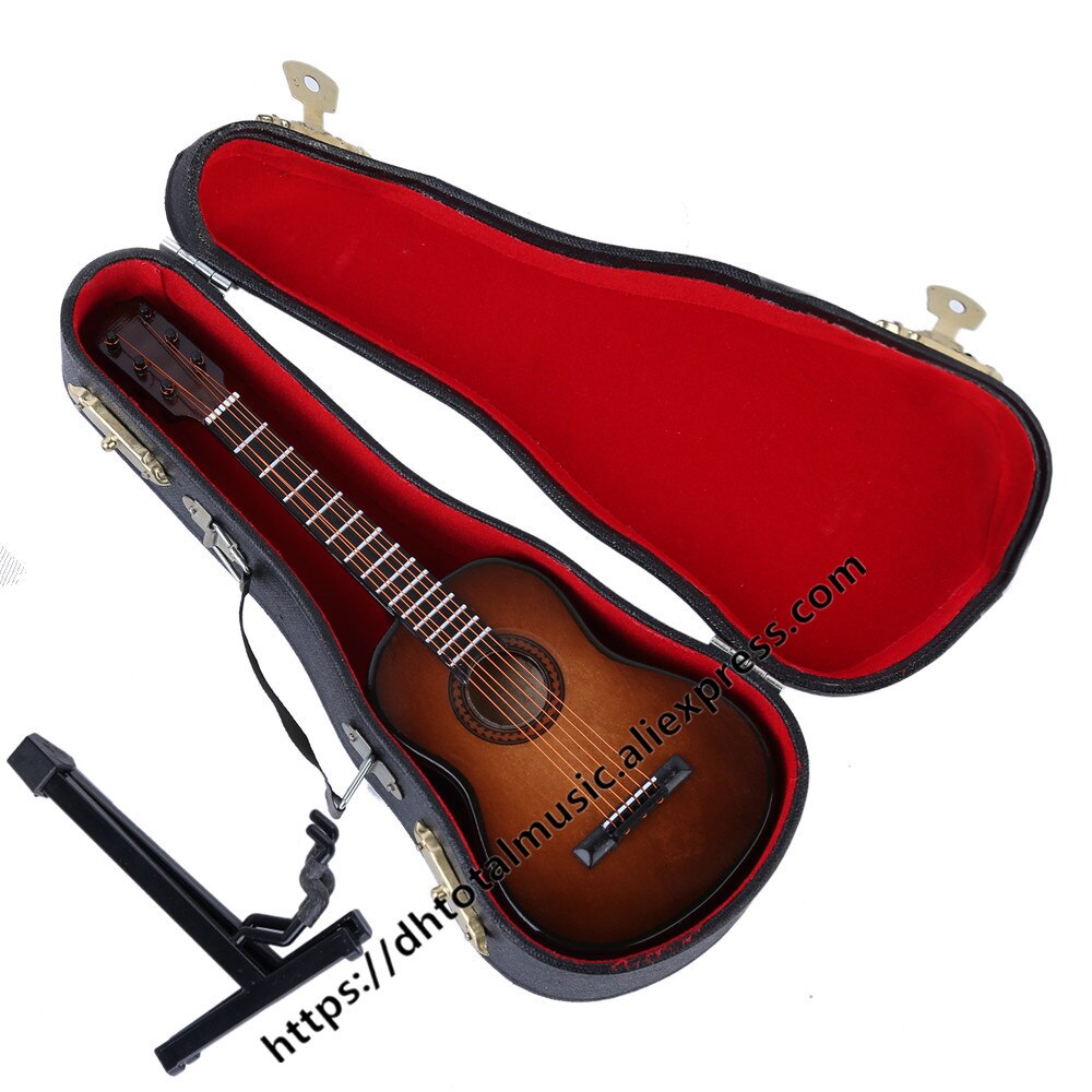 Mini Classic Guitar With Support Miniature Wooden Musical Instruments Collection Decorative Ornaments Model Decoration