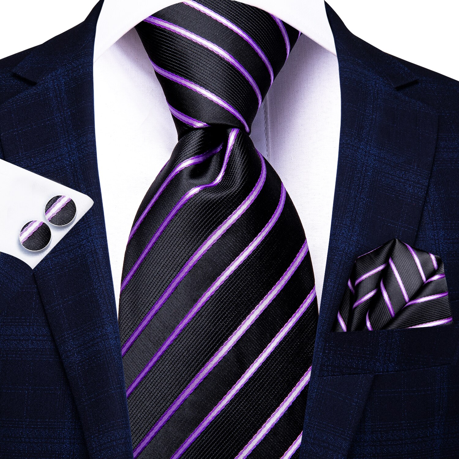 Hi-Tie Paars Solid Paisley Zijde Bruiloft Stropdas Voor Mannen Handky Manchetknoop Mannen Stropdas Set Party business