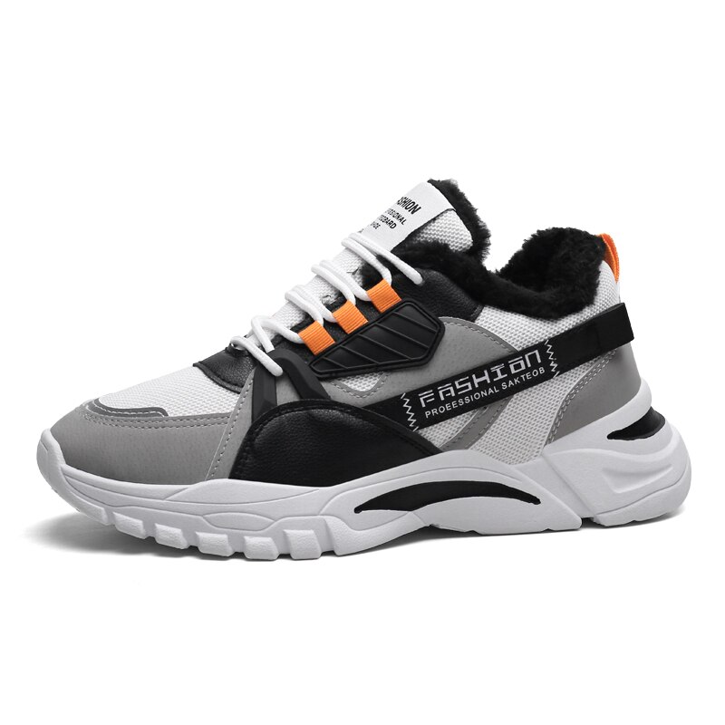 Casual Shoes Winter Men Shoes Walking Shoes Black Shoes For MenKeep Warm Canvas Shoes Men High-top Leather Casual Shoes: Gray / 43