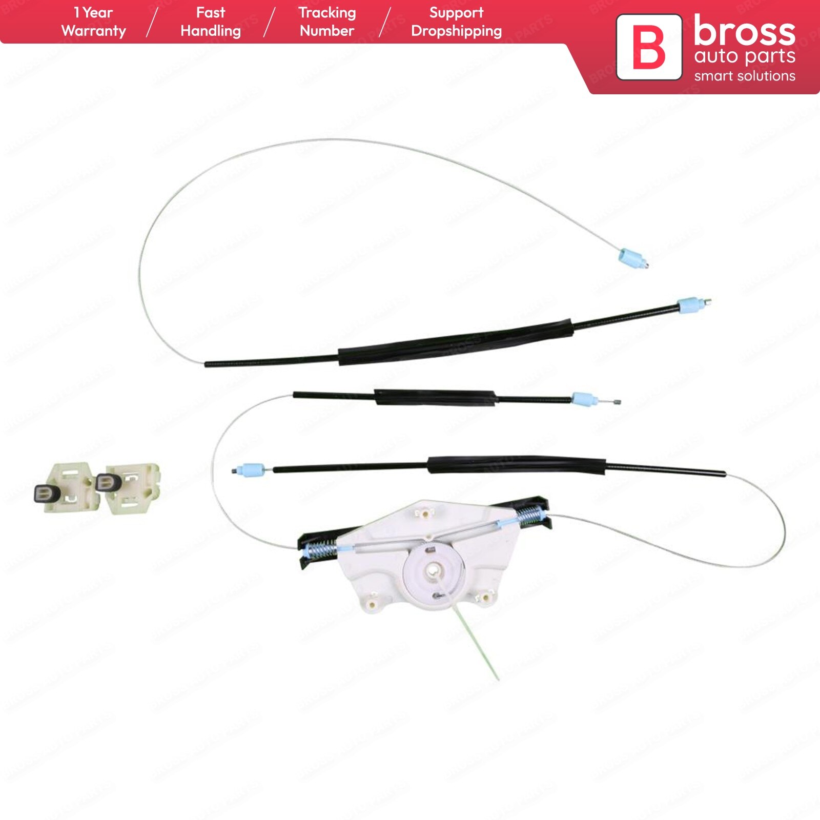 Bross Auto Parts BWR421 Electrical Power Window Regulator Repair Kit Front Left Door 1M0837461A for Seat Leon 1M MK1