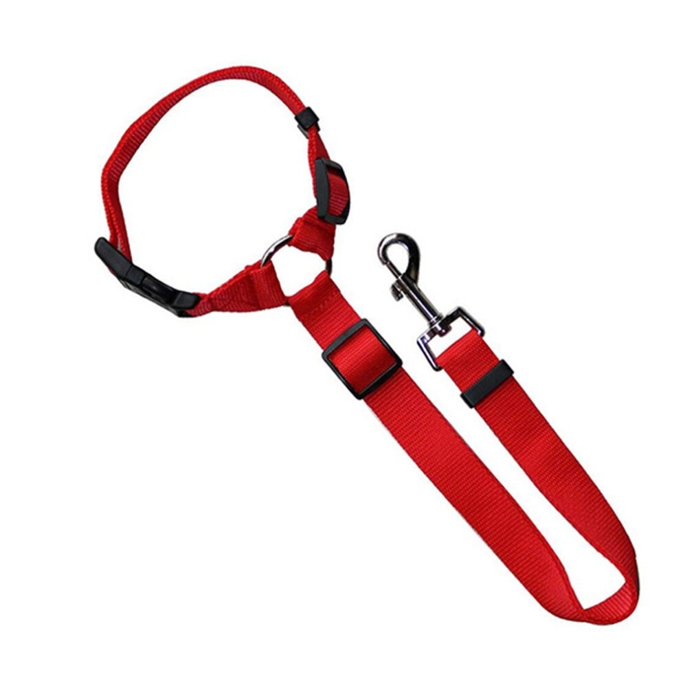 Veiligheidsgordel voor hond en kat, autohoofdsteun, verstelbare nylon hondengordel, autogordel: Rood