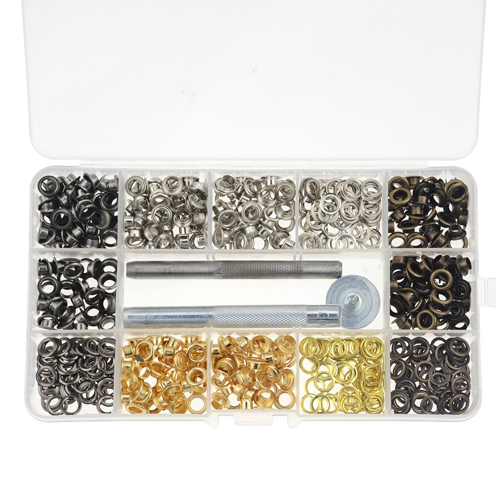 400Pcs 5mm Eye + Eyelet Eye Mounting Tool Eyes Eyes Boxed For Clothing Jacket Down Jacket Coat Windbreaker Denim Shoes Bags