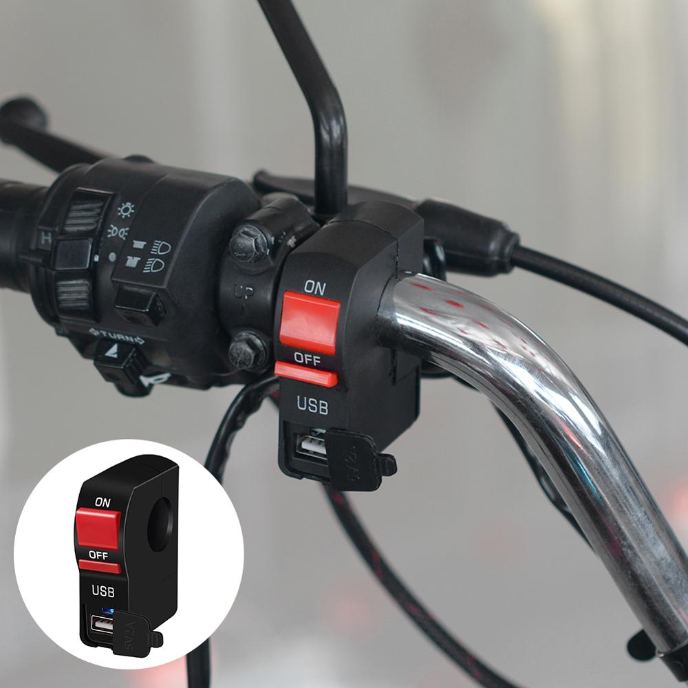 12V Motorrad Lenker Ladegerät Schalter USB Motorrad ABS Telefon Ladegerät Elektrische Starten Schalter Stecker drücken-Geschmack Schalter
